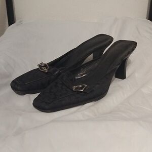 Coach Black Signature Heeled Mules. Sz 7.5